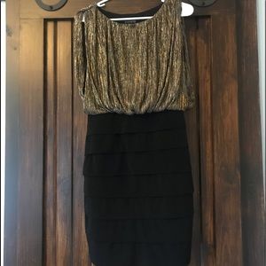 Black gold and silver fitted dress. Size 10.